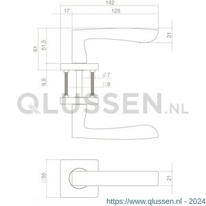 Intersteel Living 1712 deurkruk Minos op geveerde rozet 55x55x9.5 mm met 7 mm nokken zwart 1223.171202