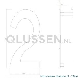 Intersteel Living 4020 huisnummer 2 150 mm RVS-zwart 1223.402042