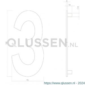 Intersteel Living 4020 huisnummer 3 150 mm RVS-zwart 1223.402043