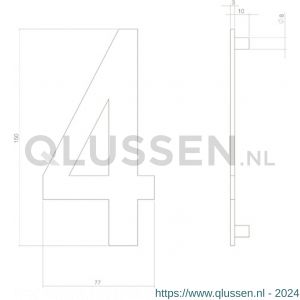 Intersteel Living 4020 huisnummer 4 150 mm RVS-zwart 1223.402044