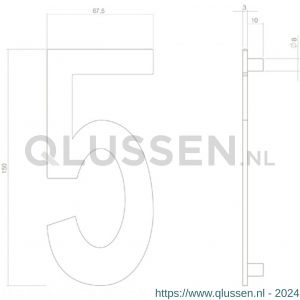 Intersteel Living 4020 huisnummer 5 150 mm RVS-zwart 1223.402045