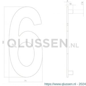 Intersteel Living 4020 huisnummer 6 150 mm RVS-zwart 1223.402046