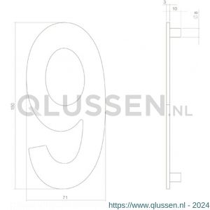 Intersteel Living 4020 huisnummer 9 150 mm RVS-zwart 1223.402049