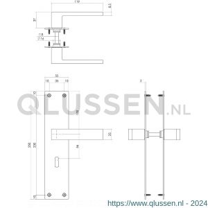 Intersteel Essentials 0571 deurkruk Amsterdam met langschild 250x55x2 mm SL 56 mm RVS 1235.057124