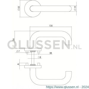 Intersteel Essentials 1011 deurkruk Rond op geveerde kunststof onderrozet diameter 55x8 mm met 7 mm nokken RVS 1235.101102