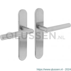 Intersteel Essentials 1297 deurkruk Hoek 90 graden op geveerd ovaal schild 219x40x9 mm blind RVS geborsteld 1235.129711