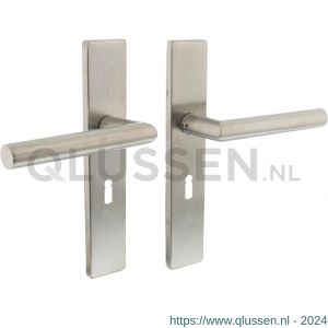 Intersteel Essentials 1407 deurkruk Hoek 90 graden op geveerd rechthoekig schild 219x40x9 mm SL56 mm RVS geborsteld 1235.140724