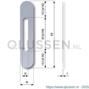 SecuMax anti manipulatieplaat RVS F1 geborsteld 35x240 mm 3010.017.16