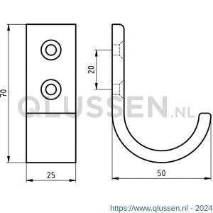 Hermeta 0111 garderobe jashaak enkel mat zwart 0111-18