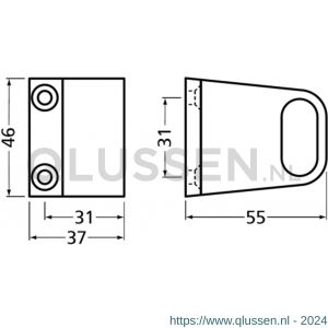 Hermeta 1030 garderobebuis steun eind Gardelux 1 type 1 zwart 1030-18