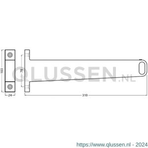 Hermeta 1100 garderobebuis steun eind links Gardelux 1 type 8 naturel EAN sticker 1100-01E