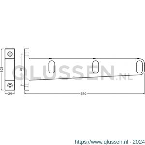 Hermeta 1111 garderobebuis steun eind rechts Gardelux 1 type 7A nieuw zilver 1111-02