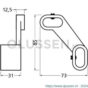 Hermeta 1150 garderobebuis beugel links Gardelux 1 type 10 en 13 zwart EAN sticker 1150-70E