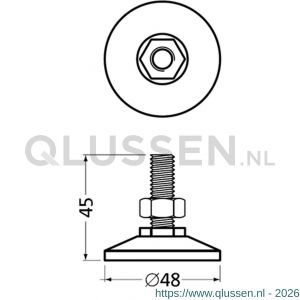 Hermeta 1366 garderobe bouwprofiel stelvoet M10 zwart 1366-80