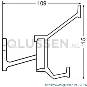 Hermeta 2681 wand garderobe kapstok serie A 4-haaks aluminium winkelverpakking 2681-11W