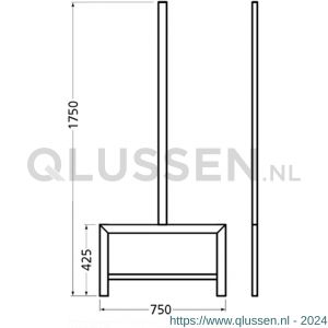 Hermeta 3076 zitbank banksteun Gardelux type 6 Gardelux vrijstaand zwart 3076-70