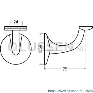 Hermeta 3508 leuninghouder 75 mm vlakzadel M8 nieuw zilver EAN sticker 3508-02E