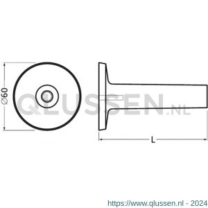 Hermeta 3514 leuninghouder rozet met vaste zuil 106 mm nieuw zilver EAN sticker 3514-02E