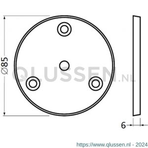 Hermeta 3567 leuninghouder rozet 82 mm met 3 verzonken gaten nieuw zilver 3567-02