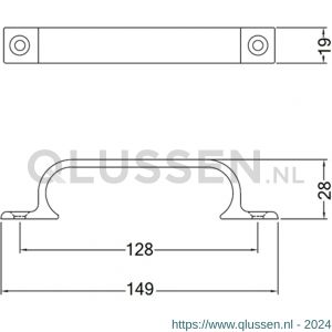 Hermeta 4232 hand- en meubelgreep 128 mm opschroevend mat naturel EAN sticker 4232-11E