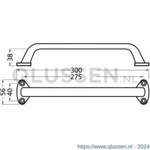 Hermeta 4268 hand- en meubelgreep 300 mm opschroevend naturel EAN sticker 4268-01E