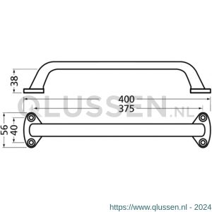 Hermeta 4270 hand- en meubelgreep 400 mm opschroevend naturel EAN sticker 4270-01E