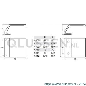 Hermeta 4310 deurduwer 80x90 mm 2x 8,5 mm nieuw zilver EAN sticker 4310-02E