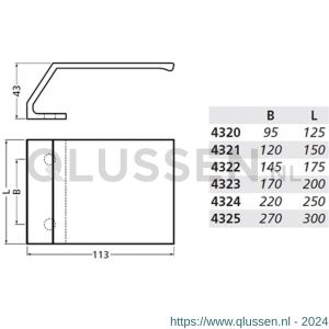 Hermeta 4322 deurduwer 175x113 mm 2x 8,5 mm nieuw zilver 4322-02