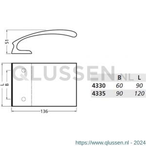 Hermeta 4335 deurduwer Wing 120 mm mat naturel EAN sticker 4335-11E