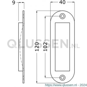 Hermeta 4560 schuifdeurkom 104x40 mm ovaal nieuw zilver 4560-02