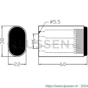 Hermeta 4704 deurbuffer ovaal 60 mm mat naturel EAN sticker 4704-11E