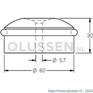 Hermeta 4760 deurbuffer vloer rond 60 mm mat naturel EAN sticker 4760-11E