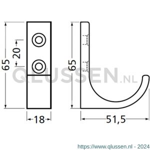 Hermeta 0149 garderobe jashaak enkel mat zwart 0149-18