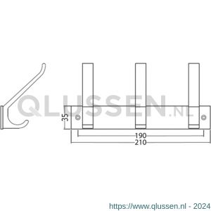 hermeta 0683 handdoekrek kapstok 3x haak nummer 880 naturel 0683-01