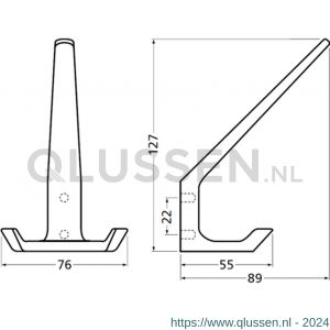 Hermeta 0860 garderobe hoed- en jashaak dubbel nieuw zilver EAN sticker 0860-02E