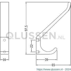 Hermeta 0880 garderobe hoed- en jashaak enkel naturel EAN sticker 0880-01E