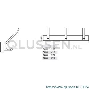 Hermeta 0882 garderobe kapstok 2x haak nummer 880 naturel 0882-01