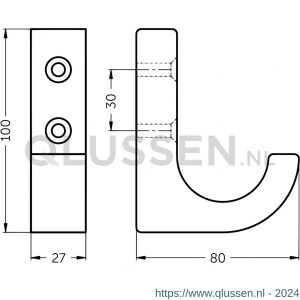 Hermeta X'Tenz X001 vette handdoekhaak nummer 1 mat zwart X001.01-18