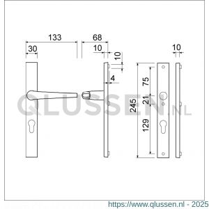 Ami 245/30-357 smalschild-kruk-kruk garnituur deurkruk 357 vastdraaibaar 245/30 blind M5-PC 92 R6,5 F1 deurdikte 53-57 mm 511720