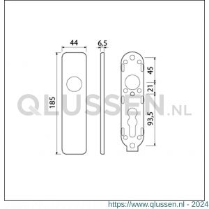 Ami 185/44 Klik kortschild aluminium blind zwart RAL 9005 structuur finish 739200