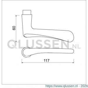 Ami 336 deurkruk gatdeel aluminium rechts M6 F1 100467