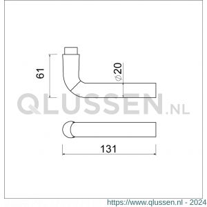 Ami 368 deurkruk gatdeel aluminium M6 F1 104045