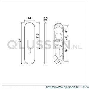 Ami 177/1 Klik kortschild aluminium zonder krukgat sleutelgat SLG 56 F1 210232