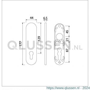 Ami 177/1 Klik kortschild aluminium zonder krukgat profielcilinder PC 72 F1 210246