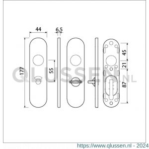 Ami 177/1 Klik kortschild aluminium toilet- en badkamersluiting WC 8/55 mm F1 210265