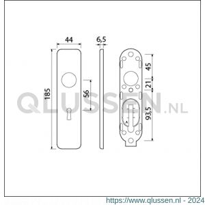 Ami 185/44 Klik kortschild aluminium sleutelgat SLG 56 F1 210302