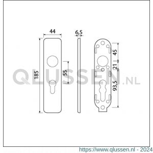 Ami 185/44 Klik kortschild aluminium profielcilinder PC 55 F1 210313