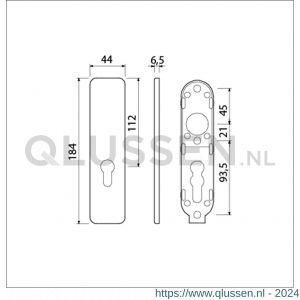 Ami 185/44 Klik kortschild aluminium zonder krukgat profielcilinder PC 55 F1 210343