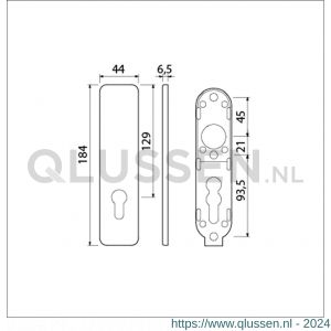 Ami 185/44 Klik kortschild aluminium zonder krukgat profielcilinder PC 72 F1 210346