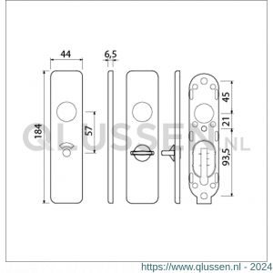 Ami 185/44 Klik kortschild aluminium toilet- en badkamersluiting WC 5/57 F1 210361